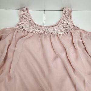 BaileyBlue Pink Peep-a-Boo Shoulders Sheer Slip Lace Neck Blouse Women's Size XL